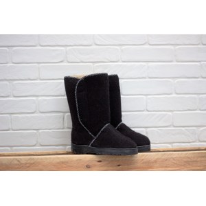 Сапоги женские на липучке черные